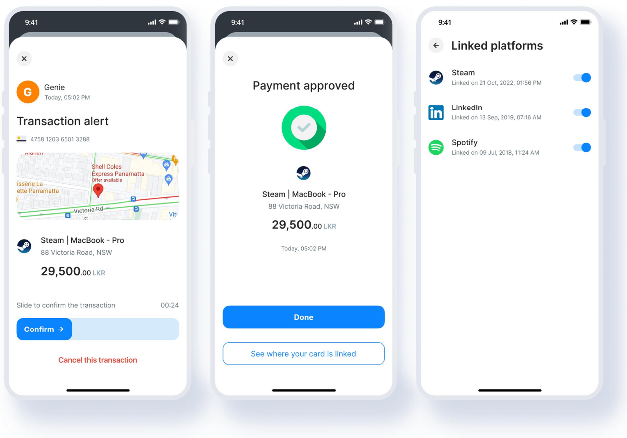 Card-linked platform management screens
