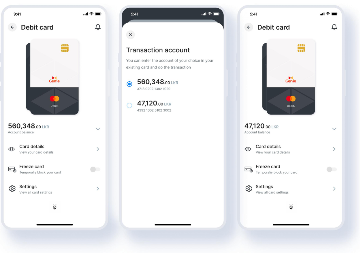 Multiple accounts overlay design